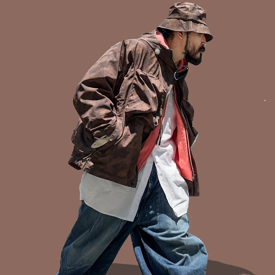 城市旅行 沙漠迷彩军事风宽松休闲链接外套  9532