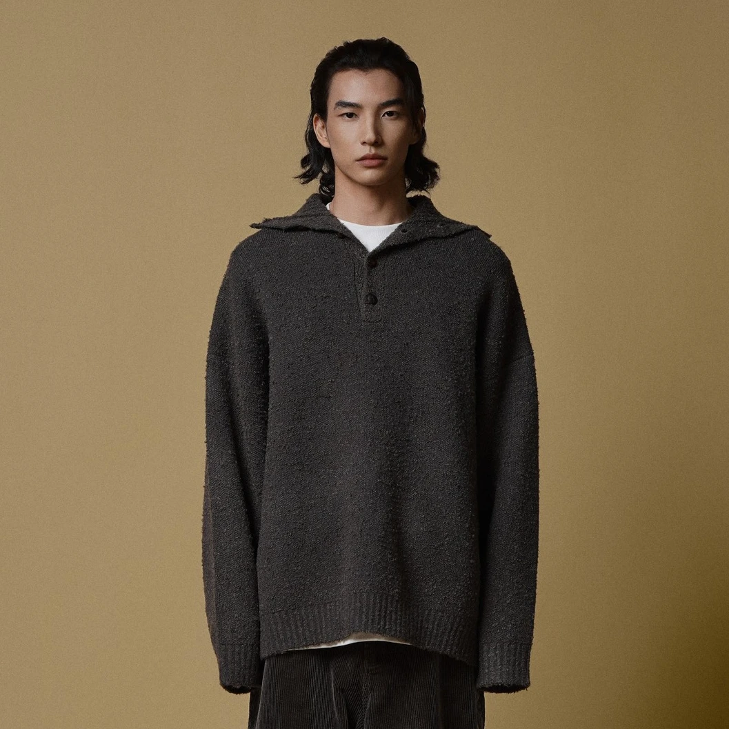 时尚复古纽扣小高领内里毛衣 3327