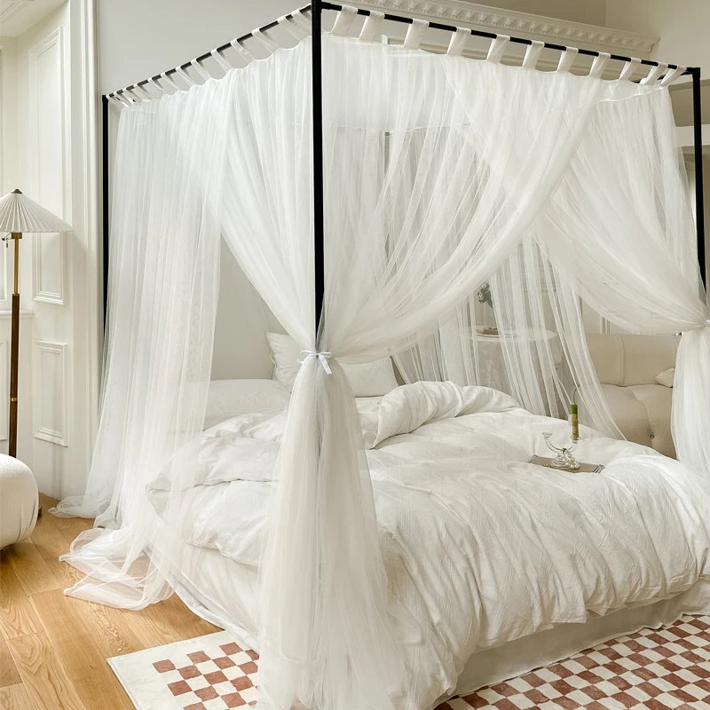 高端宫廷蚊帐1.8夏天家用卧室1.5米床上三开门高级黑色加厚支架