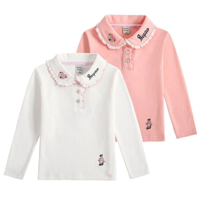 女童翻领T恤长袖2025春秋新款儿童宝宝洋气中大童上衣女孩打底衫