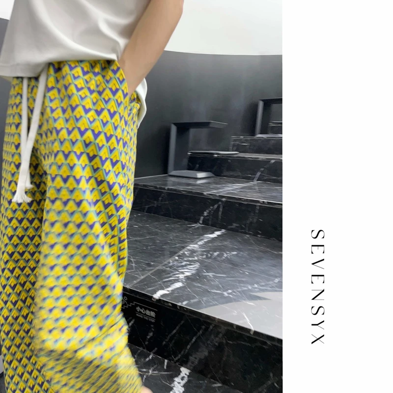 【九分小花裤】夏季薄款时尚宽松印花高腰直筒裤碎花九分裤外穿