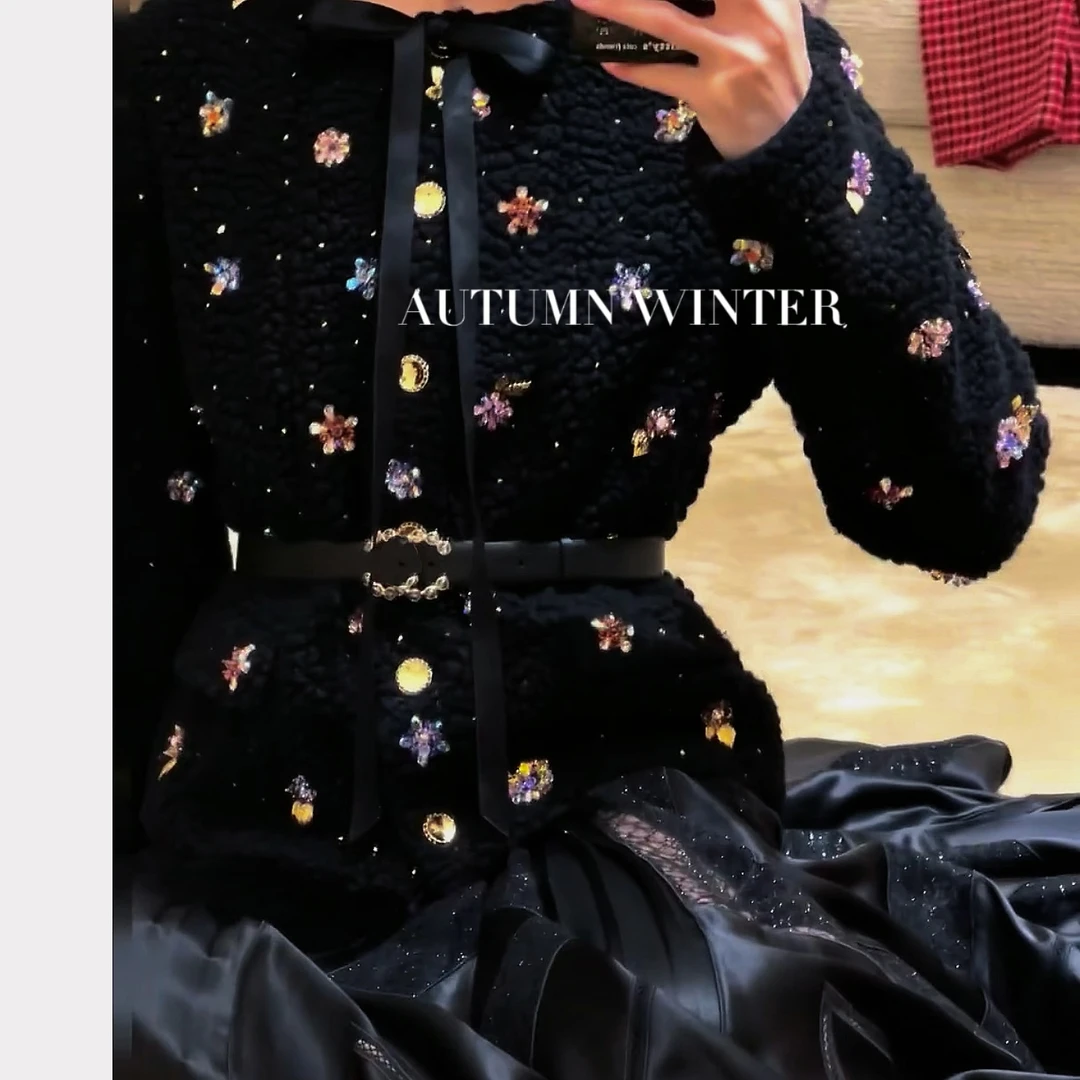 【76彩钻羊羔毛外套】24K 新款 深圳SEVENSYX 高奢系列 保暖外套