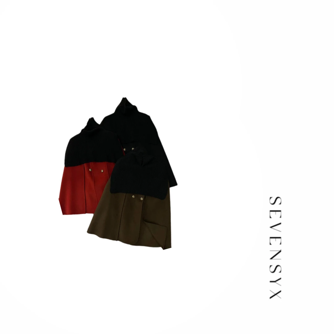 【苏里南圣诞斗篷大衣】金标系列 双面呢 大衣 时尚 轻奢 1107001