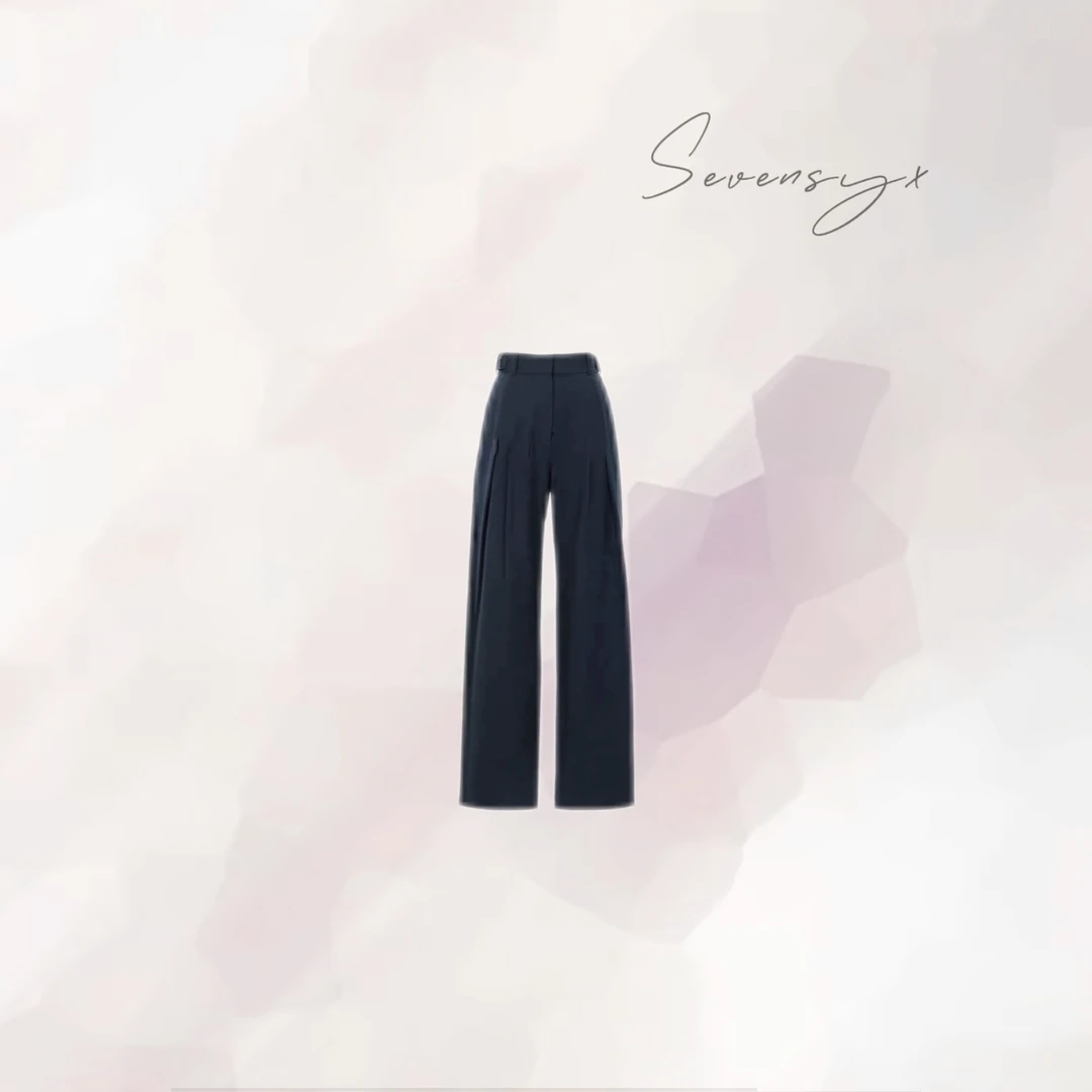 【靛青】SEVENSYX 老钱风 气质 百搭 通勤 宽松 休闲裤 24SS1419001