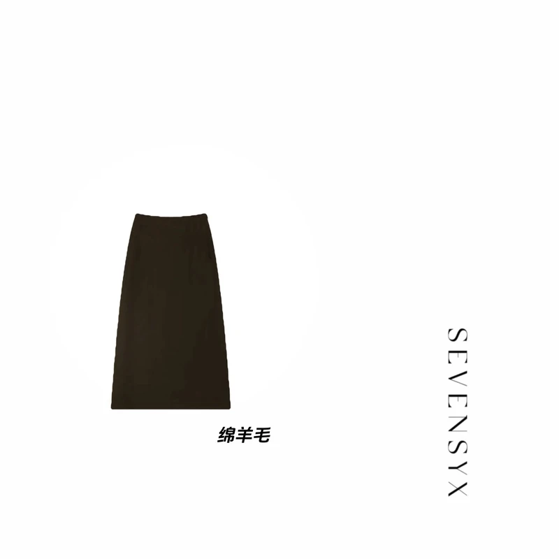 【76绵羊毛A字半身裙】秋冬开叉包臀百搭中长款简约气质1009002