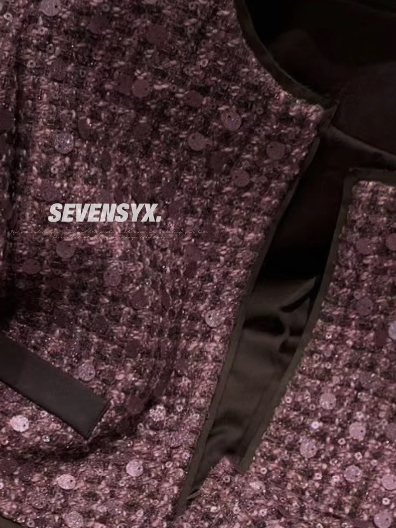 【星光熠熠】深圳SEVENSYX  24秋冬 粉拼棕小香风 高奢 手工坊 外套