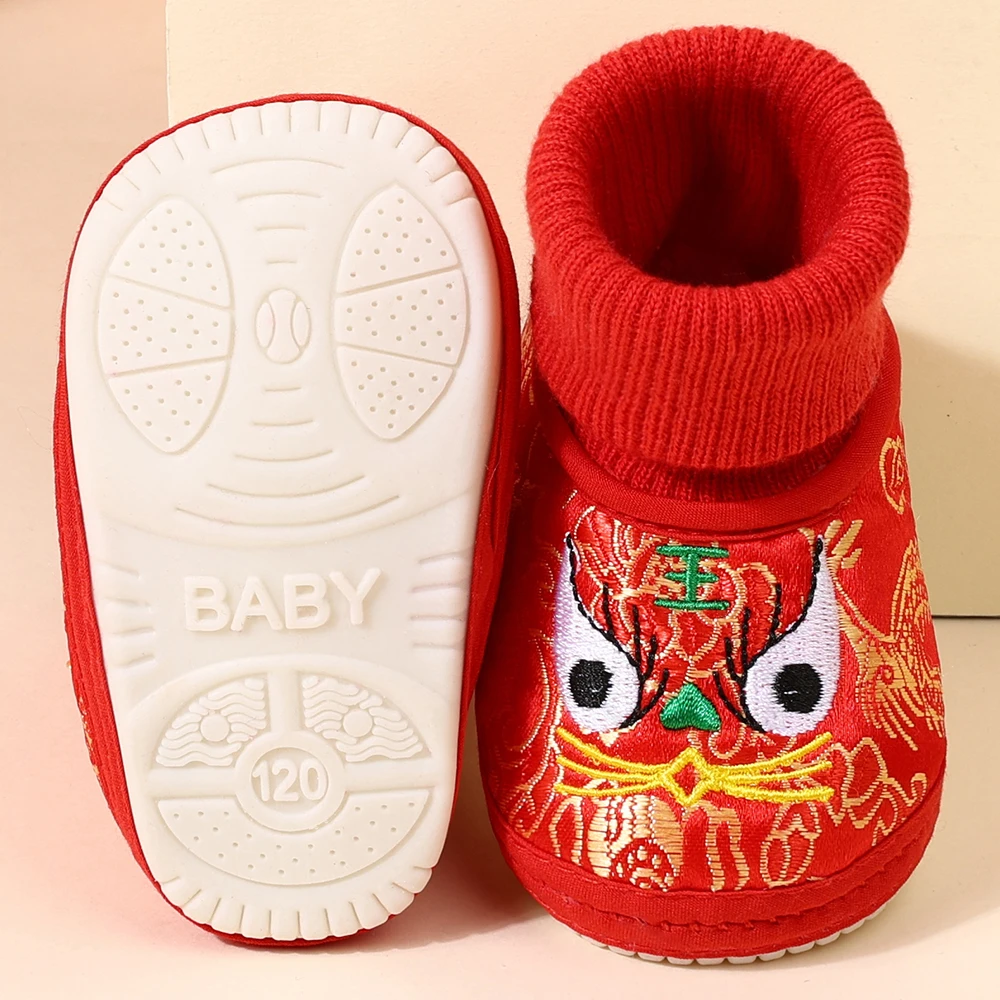 婴儿棉鞋软底学步鞋冬季加厚保暖步前鞋0-1岁男女宝宝刺绣虎头鞋