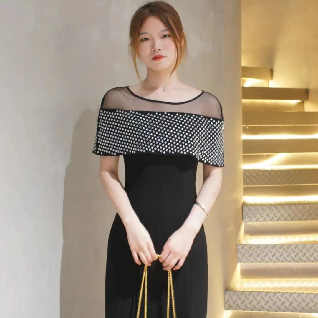 【RAIN】BCVOGA 黑色闪闪轻透短袖连衣裙 YBATB207405