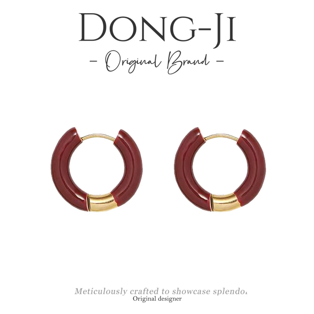 铜合金耳饰 【DONGJI专属】秋冬时尚百搭复古法式耳环轻奢红色小众