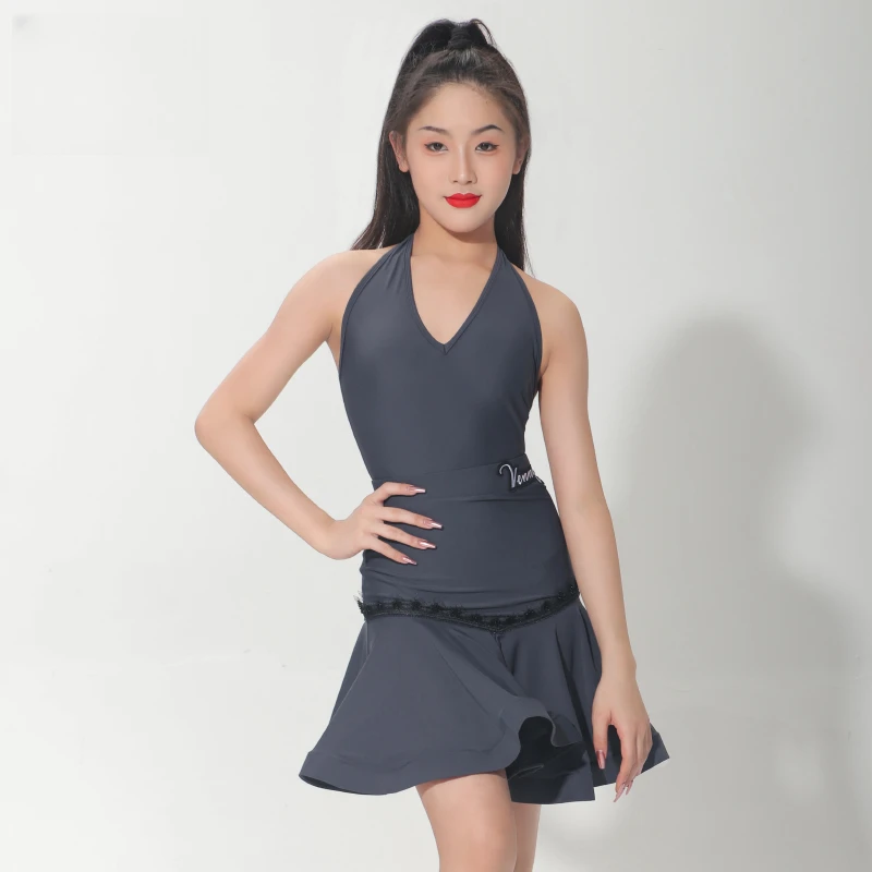 薇妮舞美拉丁舞服女新款舞蹈服练功服国标舞练习套装夏季成人**