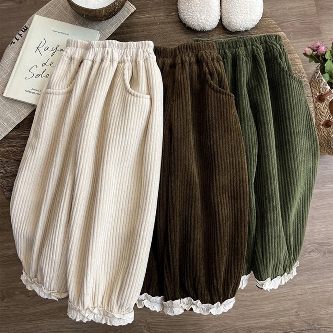 女童加绒裤子秋冬款女宝宝冬装童装一体绒2024新款冬季加厚萝卜裤