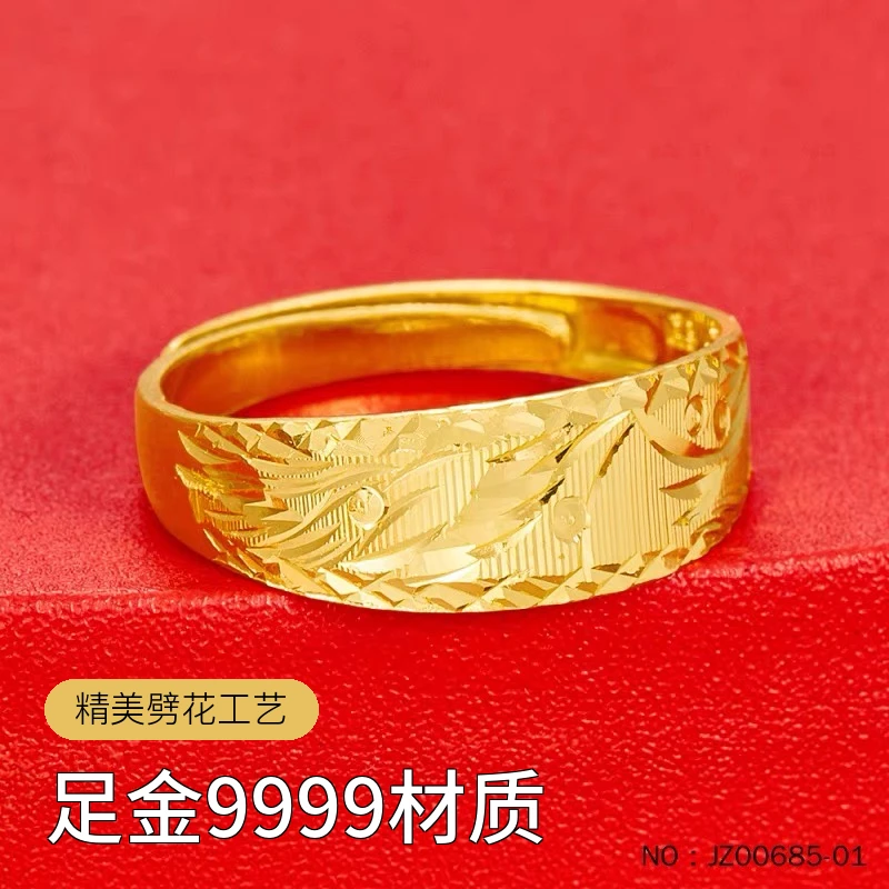 足金黄金戒指精美活口女士可调节实心时尚经典气质男士情侣