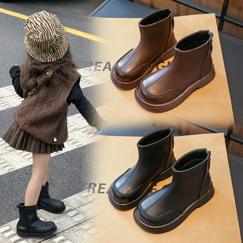 阿童木女童靴新款秋季儿童马丁靴春秋皮鞋女宝宝草原鞋子西北短靴