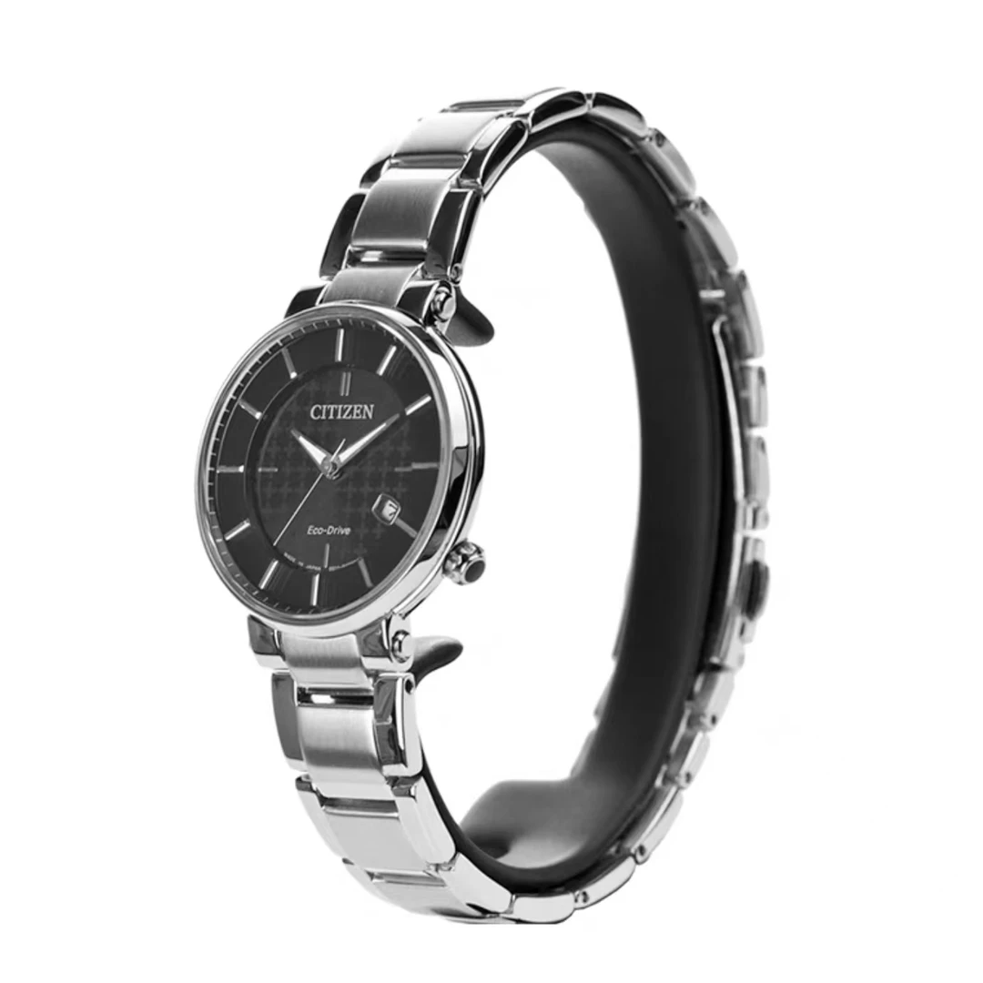 Citizen/西铁城光动能女表钢带黑表盘带日历EW1790-57E