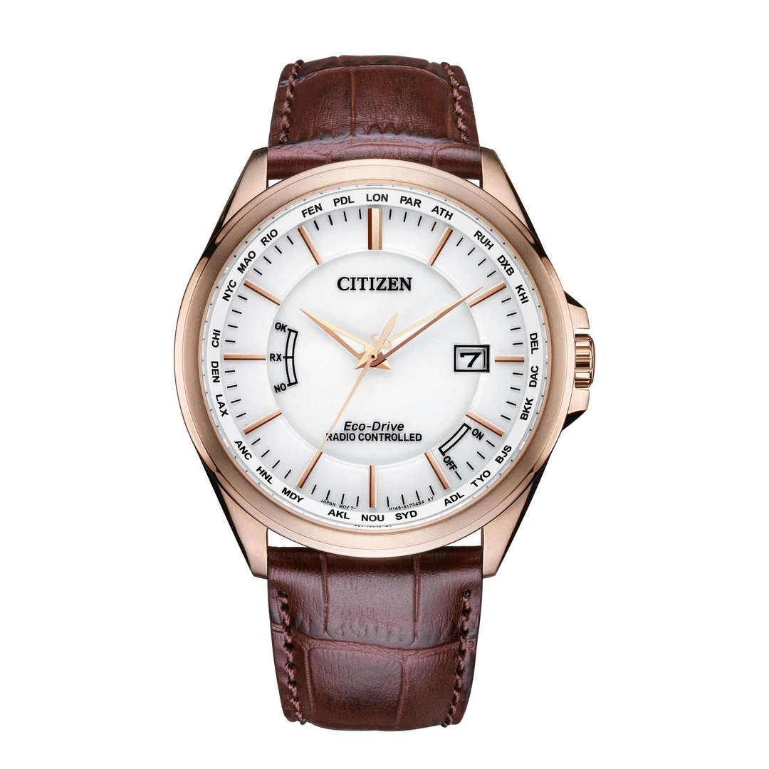 Citizen/西铁城光动能多局电波日显万年历经典复古皮带CB0253-19A