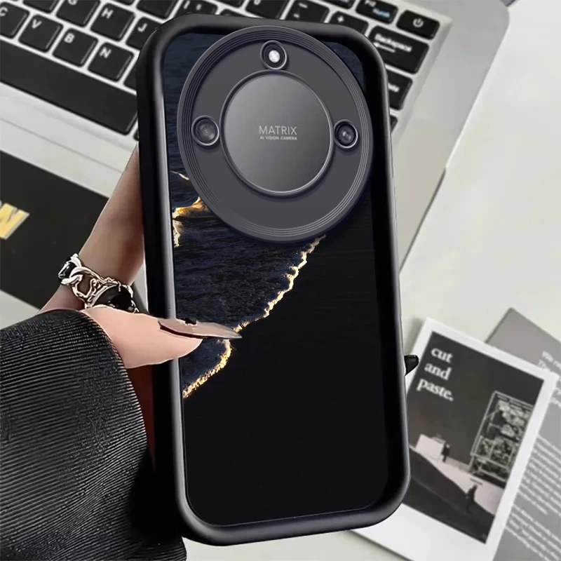 适用荣耀X40手机壳RMO-AN00彩绘创意全包高级女款个性潮黄金海浪