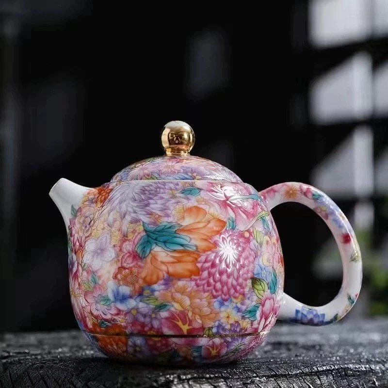 【拍一发四】珐琅珍藏万花龙蛋壶+主人杯+2客杯
