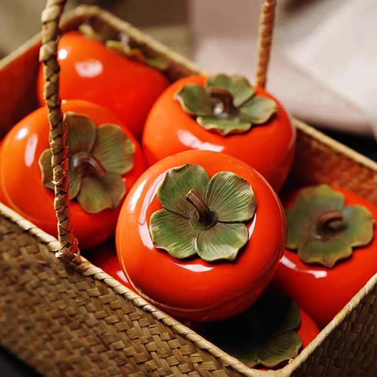 柿子茶叶罐陶瓷小号便携旅行密封罐茶叶盒存茶罐茶叶包装盒空礼盒