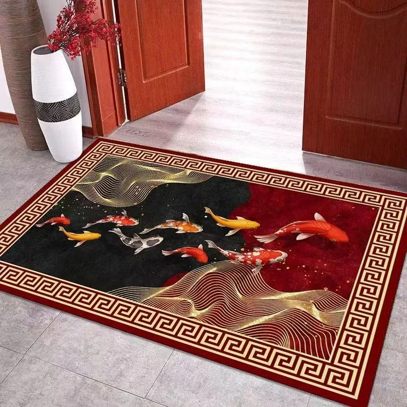 喜庆入户进门家用地垫吸水裁剪防滑垫富贵有鱼