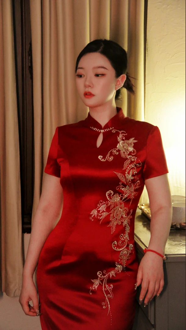 新款喜婆婆妈妈婚宴妆原创设计旗袍国风古韵显瘦气质高贵优雅