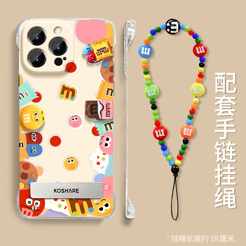 适用苹果vivo华为oppo小米iPhone15圈圈m豆公仔无边框支架手机壳