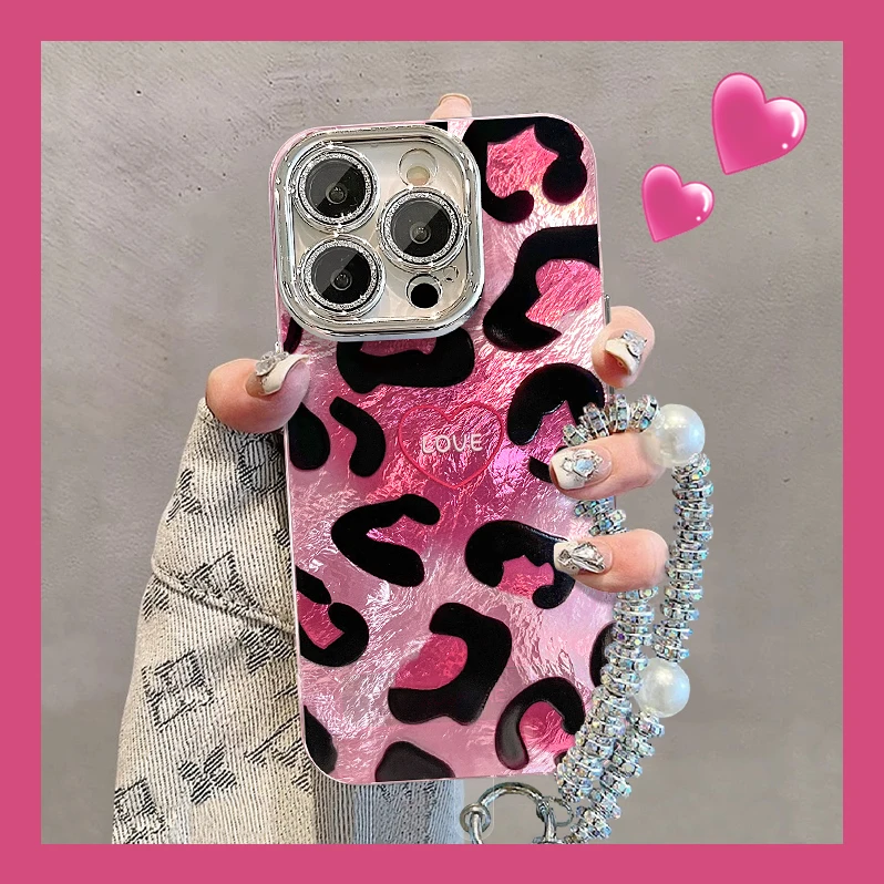 满屏晕染豹纹适用苹果16华为oppo小米vivo精孔冰川支架手机壳