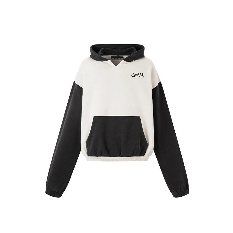 ceec laCEEC 拼色背后浮空龙卷风蝴蝶刺绣连帽卫衣