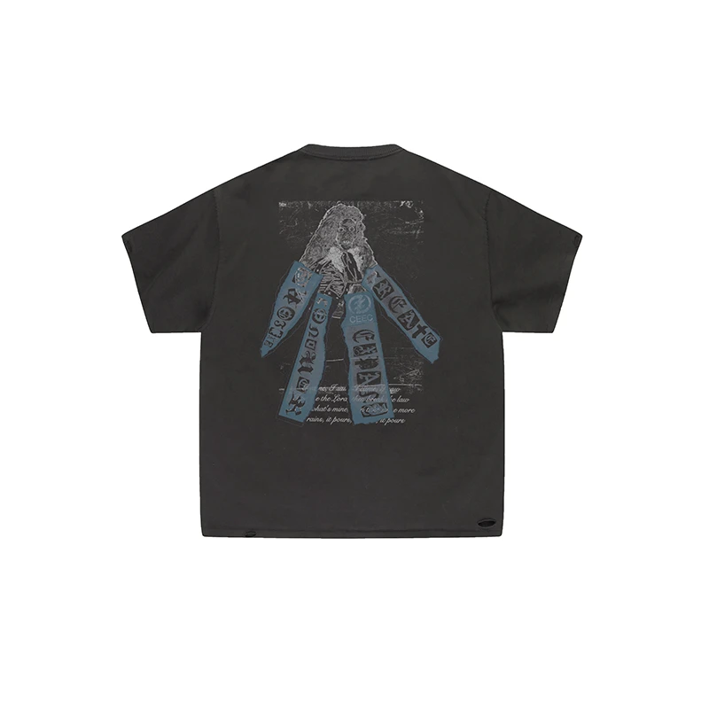 ceec laCEEC MONTAGE MUSICIAN拼贴艺术印花做旧T恤