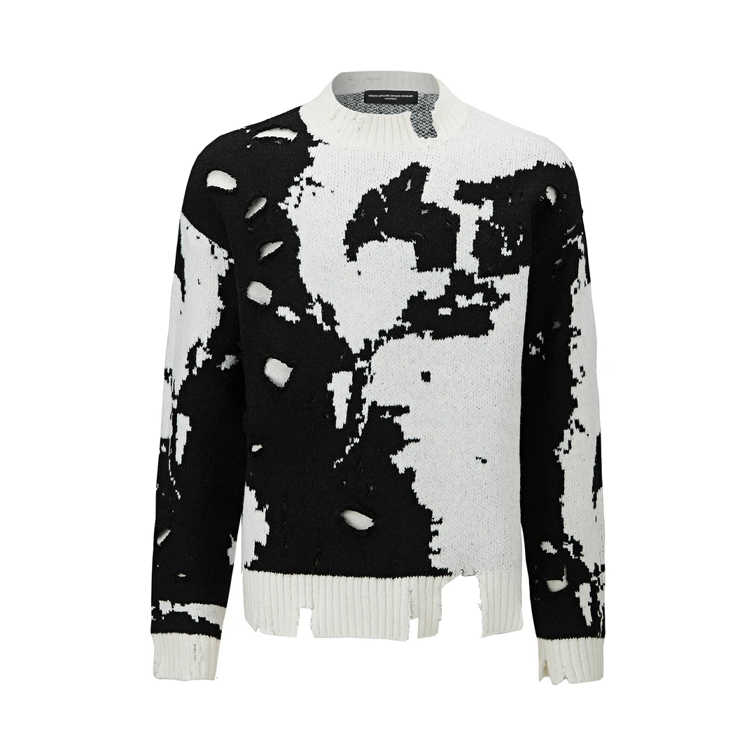 ceec laCEEC  龙卷风黑白色块空气层破坏毛衣