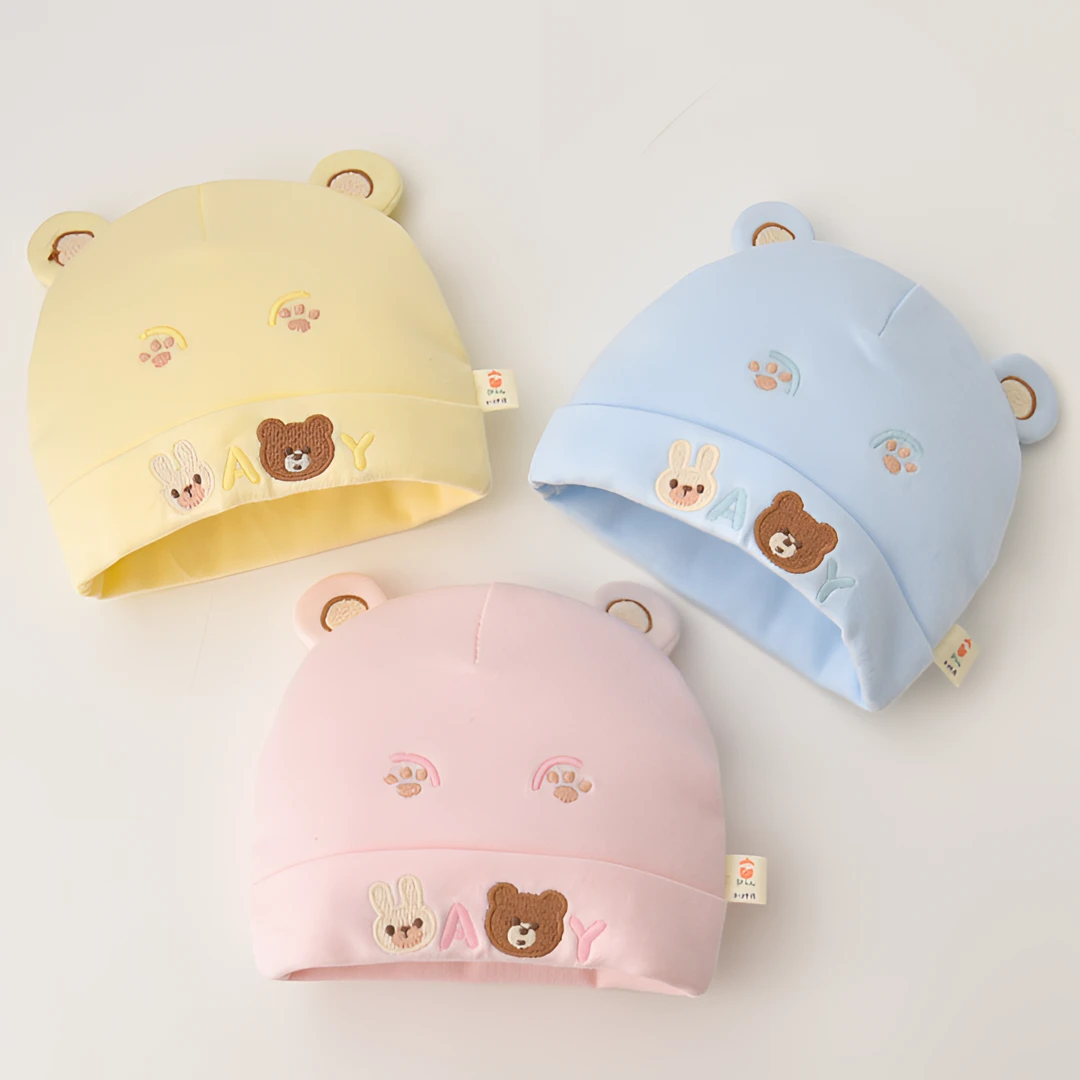 纯棉婴儿帽子新生儿胎帽秋冬宝宝小月龄护囟门帽冬加厚可爱婴幼儿