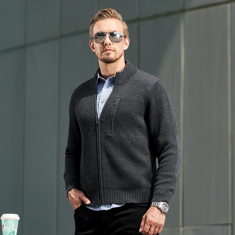 【龙牙】隐毫美丽诺羊毛开衫毛衣保暖外套男装休闲男秋冬上衣羊毛衫