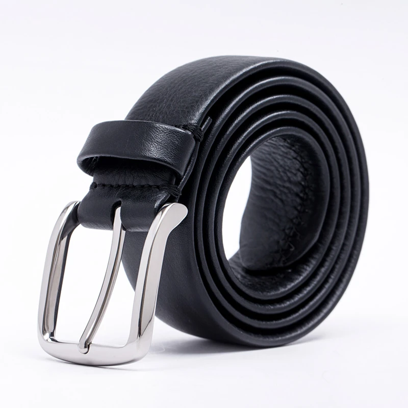 【龙牙】钛合金商务皮带休闲百搭腰带裤腰带时尚带扣黑色真皮