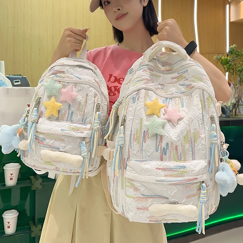 高颜值书包女初中生韩版森系大容量背包高中小学生时尚轻便双肩包
