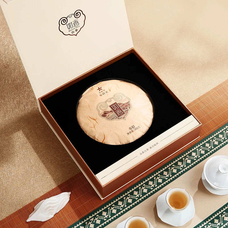【华祥苑】如意系列 福鼎白茶寿眉老白茶饼300G 礼盒装