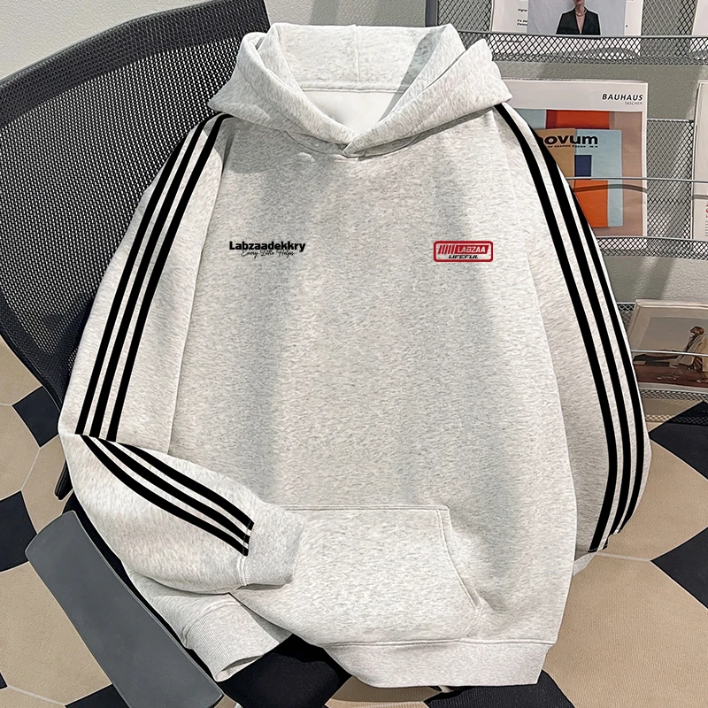 jtrt美式高街三条杠潮牌卫衣男女秋冬宽松oversize情侣装连帽外套