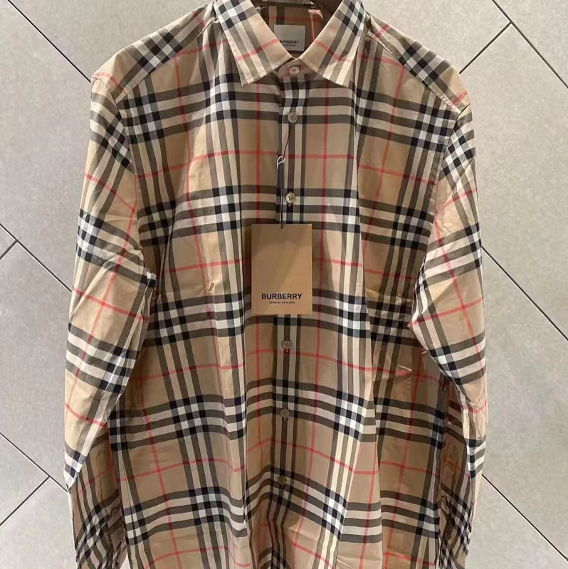 99新 BURBERRY/博柏利 帝爵奢品/95新/棕色格子衬衫L码