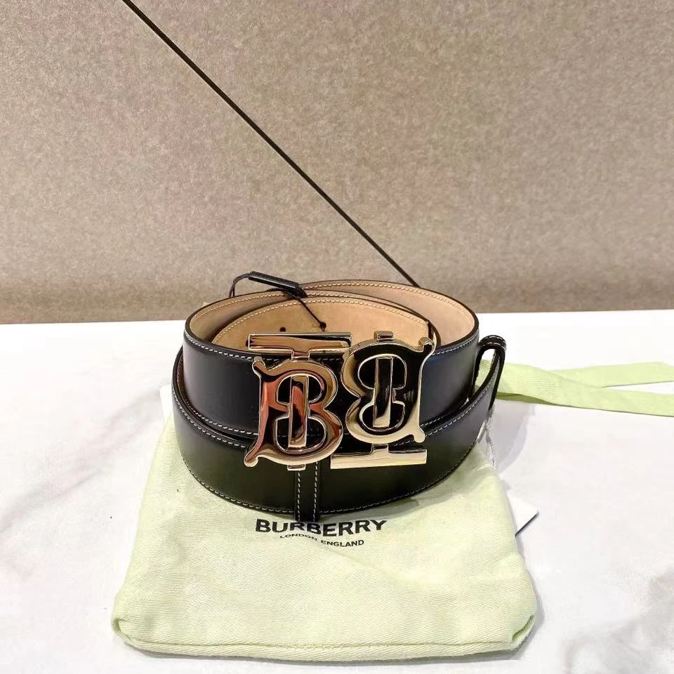 99新 BURBERRY/博柏利 帝爵奢品/99新/双TB金扣黑色皮带/L码
