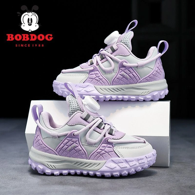 【秋季新品】巴布豆童鞋皮面防水旋转纽扣休闲防滑儿童运动鞋5261