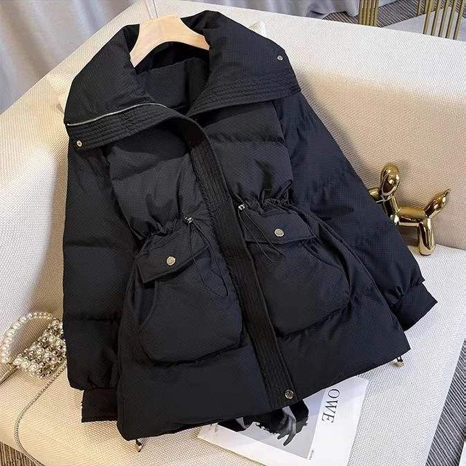 大码女2024冬季新款高级感收腰棉服服胖mm宽松加厚显瘦棉衣外套