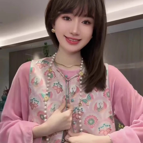 新中式女装粉色国风提花宋锦马甲小个子今年流行爆款欧货洋气马夹