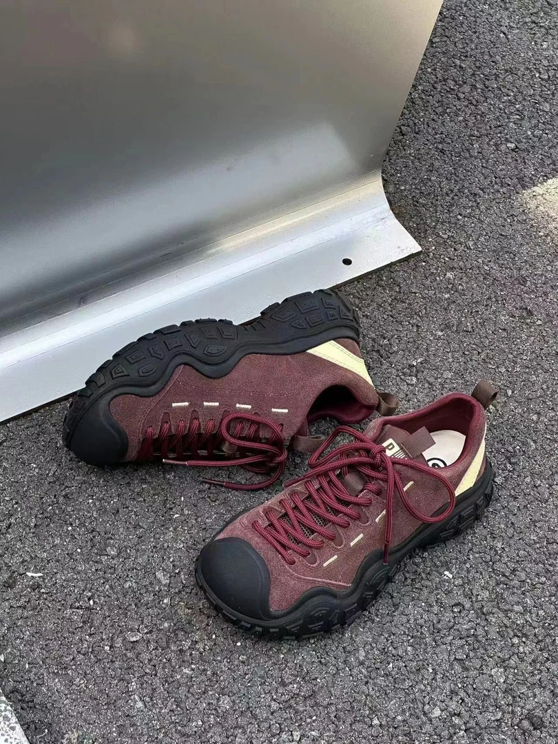 百度户外圆鞋头耐磨女老爹鞋新款系带鞋