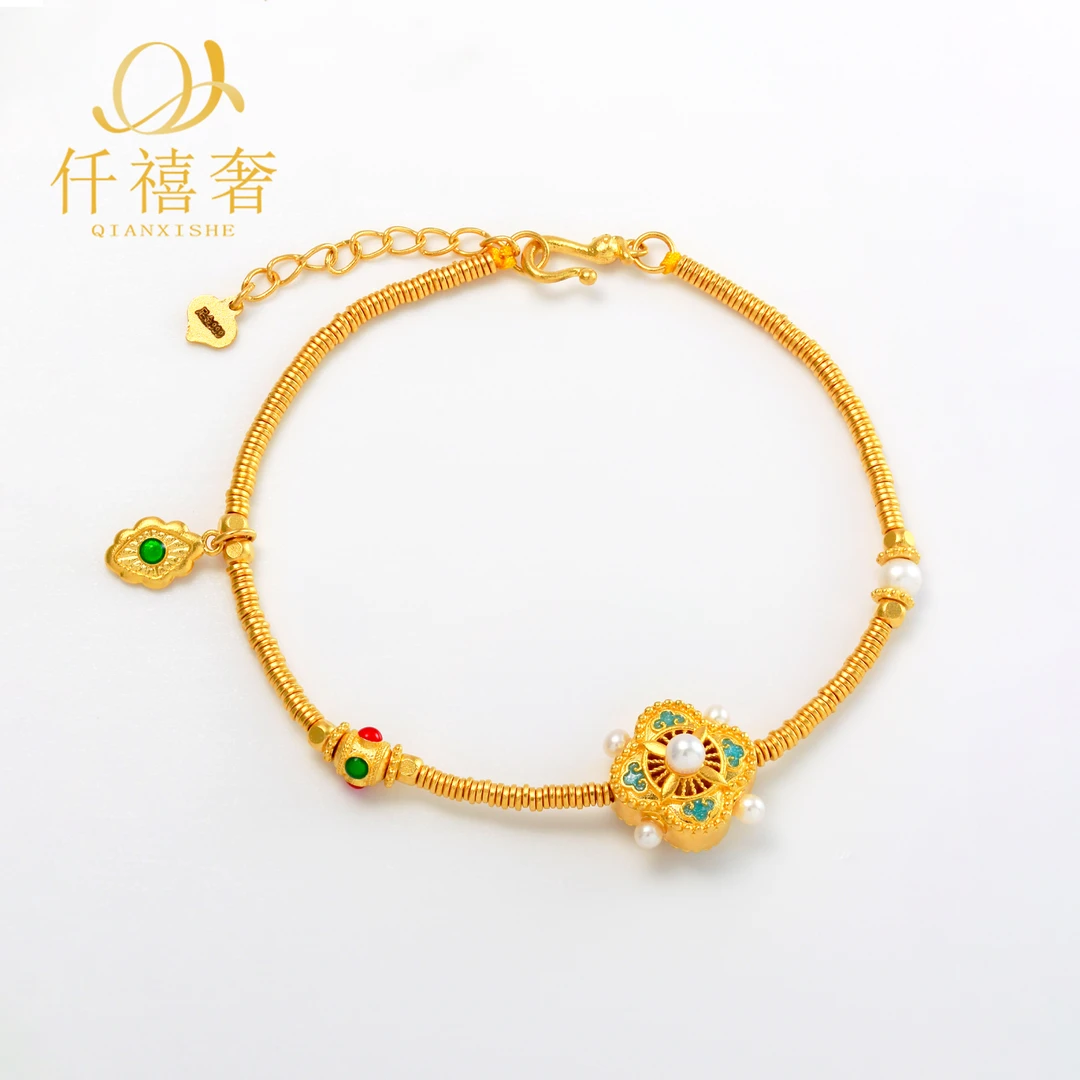 【仟禧奢】足金999碎银子四方如意手链 轻奢时尚百搭 送女友送妈妈