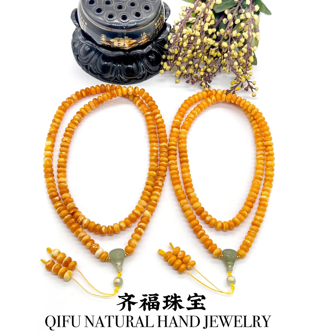 【齐福珠宝】XQ1059/8mm天然琥珀蜜蜡算盘珠长串DIY（多样性发其一）