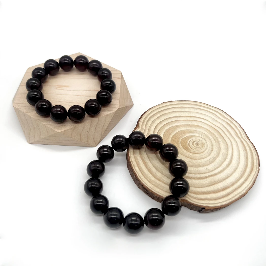 【齐福珠宝】XQ0391/15mm天然琥珀翳珀圆珠手串（多样性发其一）