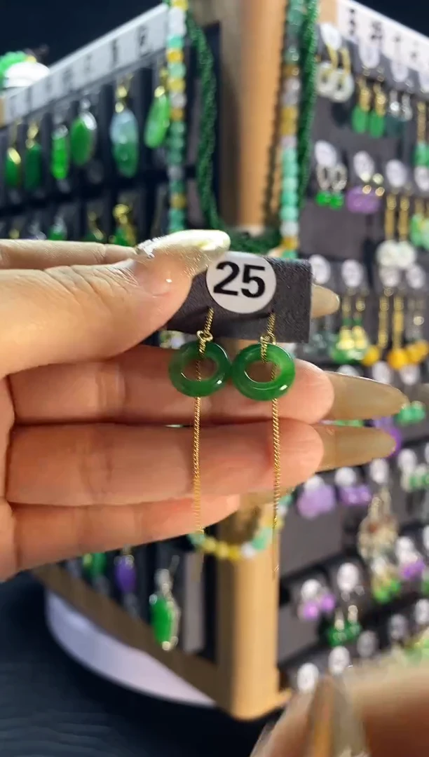 【闪购商品】翡翠耳饰银S925镶嵌25..