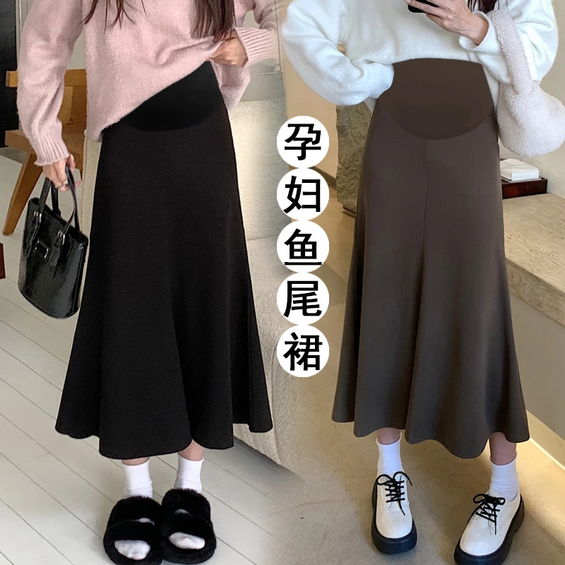 孕妇装半身裙2023秋冬季新款复古高腰设计感时尚外穿包臀鱼尾裙子