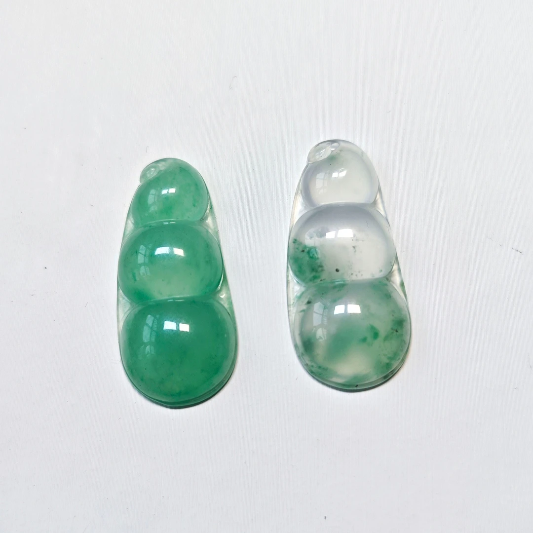 【二十四桥】独龙玉冰飘花福豆吊坠冰阳绿(1物,多样性发货）冰透精美