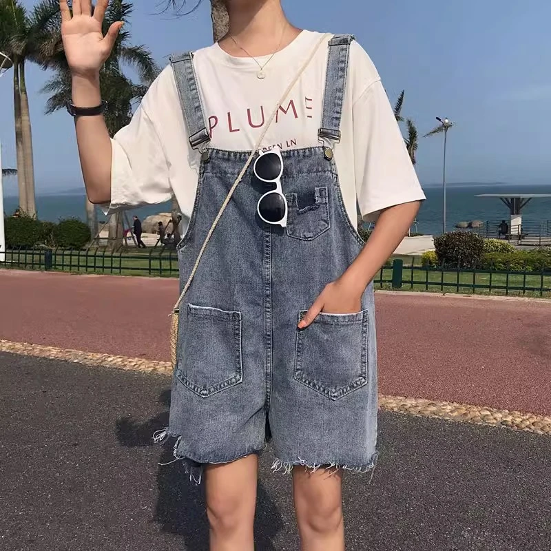 背带牛仔裤女韩版宽松2023新款百搭夏季减龄显瘦牛仔背带裤外穿