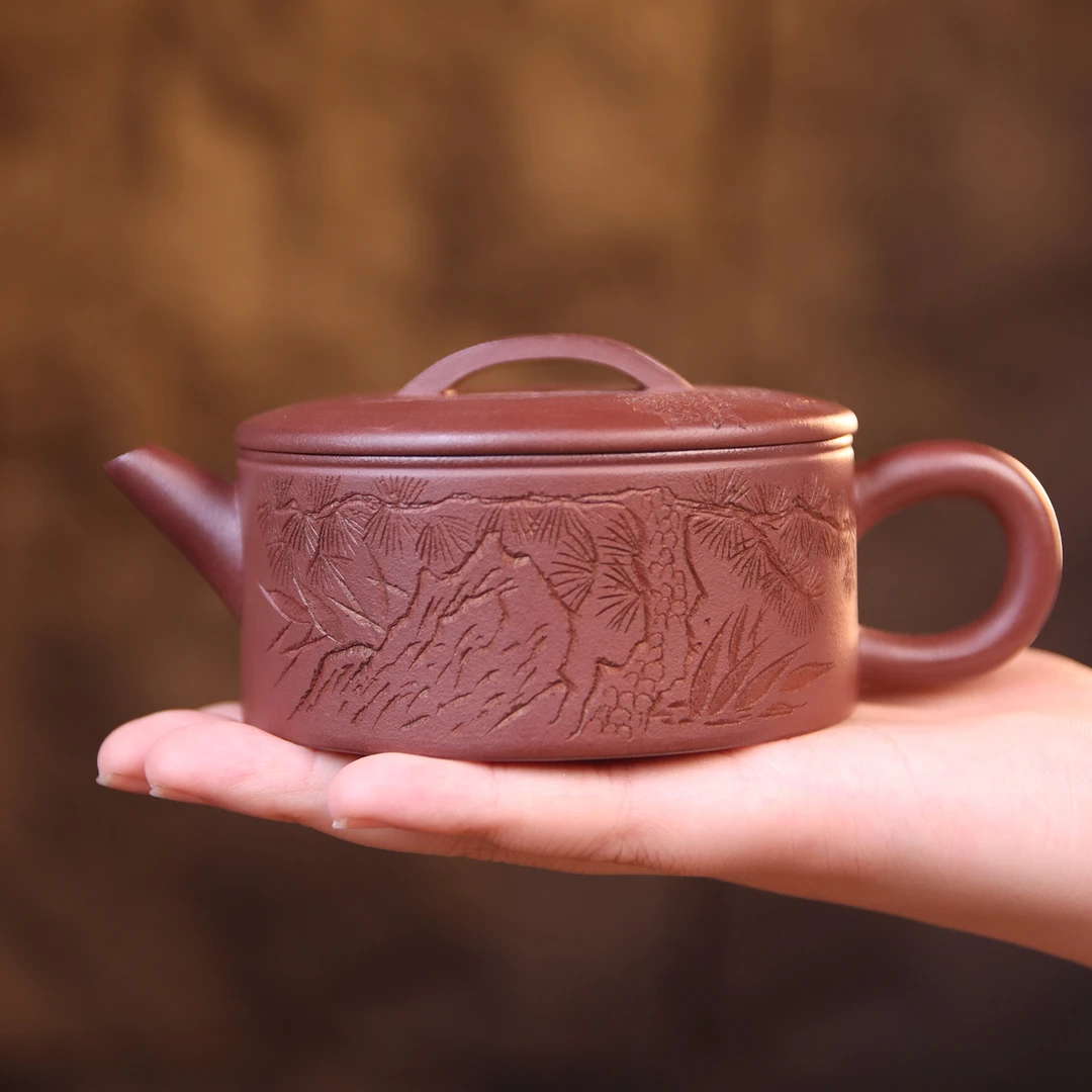 【龙血砂松针汉瓦】宜兴原矿手制大容量汉瓦壶