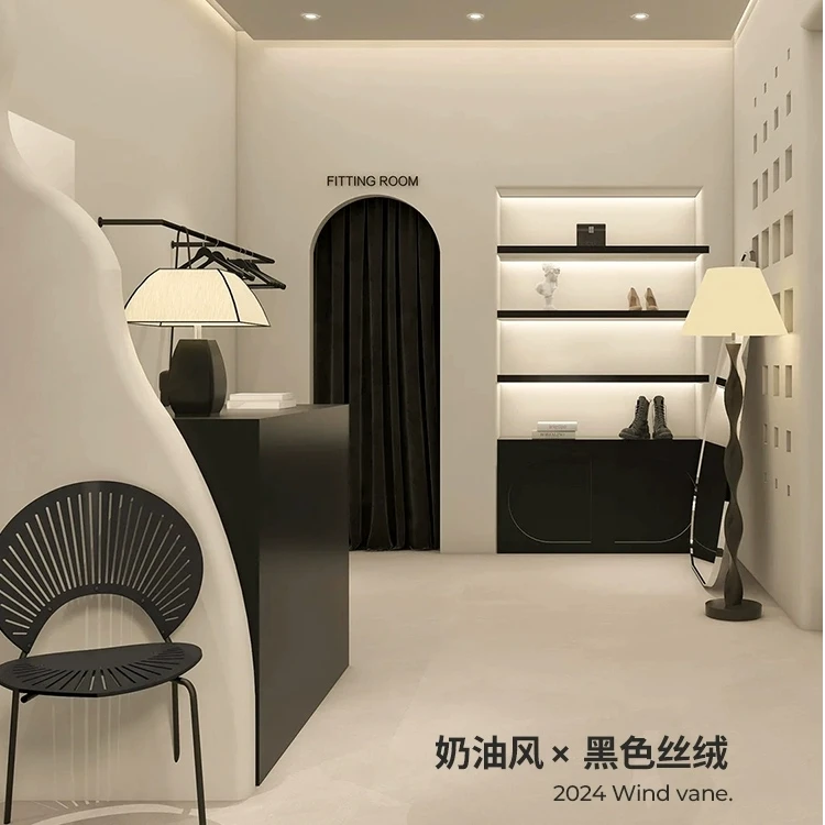 女装试衣间黑色门帘2024新款高档丝绒窗帘定制服装店更衣室遮挡帘